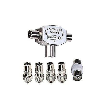 Kabel-TV-splitter koaxialkontakt koaxial digital signalantenn splitter + 2 x hona 2 x hane TV-antenn koaxialkabelkontakt adapter 1 set