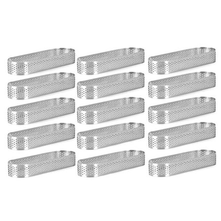 15 st Oval Tartformar med Hål Perforerade Tartformar för Bakning Rostfritt Stål Rund Form Ring för Tart [DB]