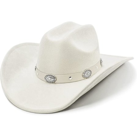 Cowboy-hattu Naisille ja Miehille Muotoiltavalla Leveällä Reunalla - Huopa Cattleman Western Hatut Ivory White-JAN-