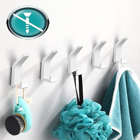 Talvikampanja, ei porausta valkoinen pyyheteline 5 kpl pyyheteline koukut seinäkiinnikset koukut ruostumaton teräs ruostumattomat koukut 