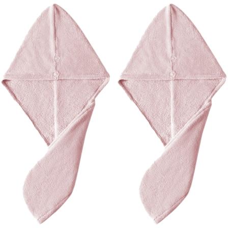 TG Damhår Handduksomslag 2-pack Absorberande Snabbtorkande Hår Rosa