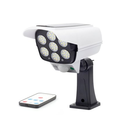 77 LED Solarlys Bevegelsessensor Attrappkamera Utendørs Hage PIR Sikkerhetslys Fjernkontroll Vanntett