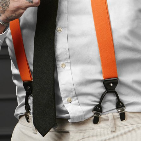 Brede Oransje Bukseseler med Klyper for menn - Bukseseler med klyper