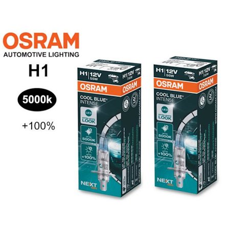 Osram H1 +100% COOL BLUE 5000k halogen lampor 12v DC P14.5s