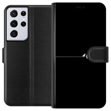 Kompatibelt Lommeboketui til Samsung Samsung Galaxy S21 Ultra 5G Minimalistiske fugler svart