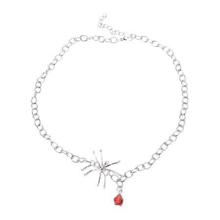 Unik edderkoppe halskæde Letvægts Hip Hop Blod Vedhæng Kravebenskæde Smykker til Børn Kvinder Halloween Smykker (FMY) Multicolor