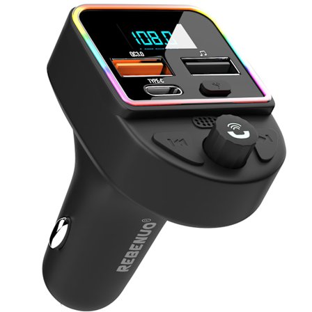 Hurtig Billader Universal 20W Med FM-Sende - Bluetooth 5.0 - Sort