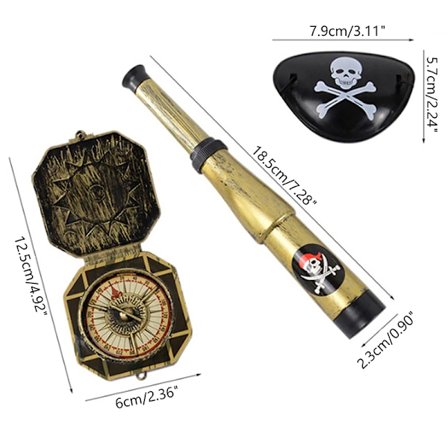 3 STK Pirat øyelapp Mynter Skipsballonger Skull Hat Leketøy Pirat