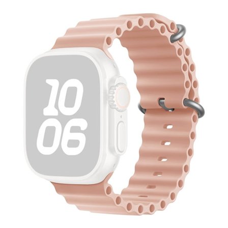 KALEBOL Ocean Silikonband Apple Watch Series 10 46mm Andningsbart Mjukt Klockarmband - Rosa