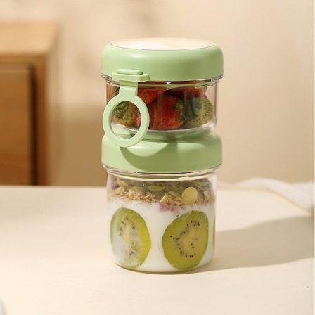 Yoghurt To Go Kop 880 mL Müslikr Havregryn Gryde Suppe Frokostbeholder Lækagesikker Isoleret med Ske Tåler Opvaskemaskine