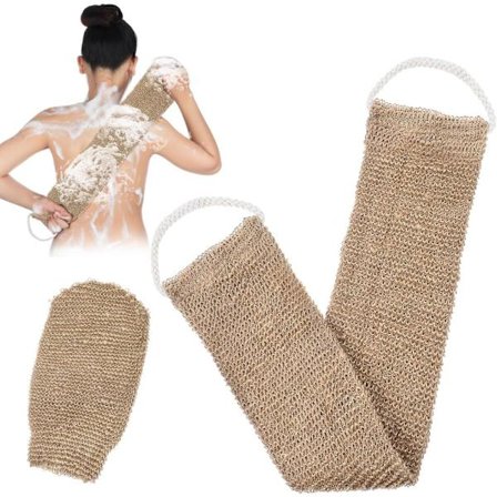 Ryggrengöringshandske i bambu - 100% naturlig exfolierande hampasvamp för dusch och bad - Unisex