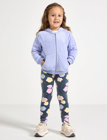 Lindex Leggings Velour Bloom Aop - Grey - 98