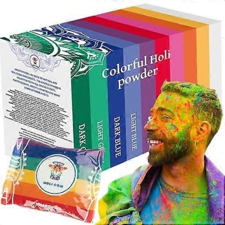Färgat Holi-pulver - set med 10x100g (FMY)