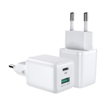 Joyroom 30W PD QC USB-C / USB-A Väggladdare Vit