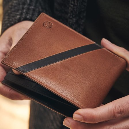 Lind Tan & Dark-Brown Leather RFID-Blocking Wallet for Men - Card Holders