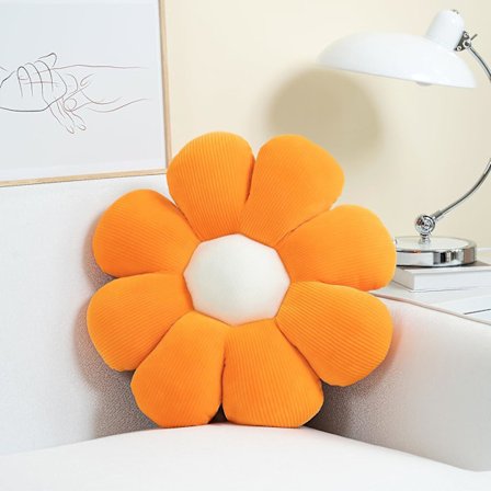Blomsterpude, blomstformet pyntepude, pude til numsen, blomstergulvprude, siddepude, sød stueindretning og plys pude til soveværelse sofa stol (orange