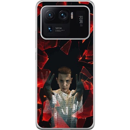 Kompatibelt Mobildeksel til Xiaomi Mi 11 Ultra Overnaturlig jente med telekinetiske krefter og svevende røde glasskår i en dramatisk scene