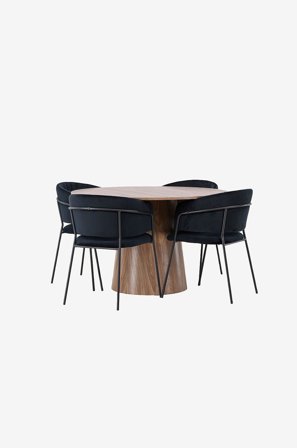 Venture Home - Matgrupp Lanzo med 4st stolar Selma - Brun - Matgrupp 4 personer - Från Homeroom