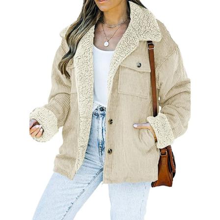 Kvinnor Cardigan Enfärgad Med Fickor Kappa Lapel Neck Jackor