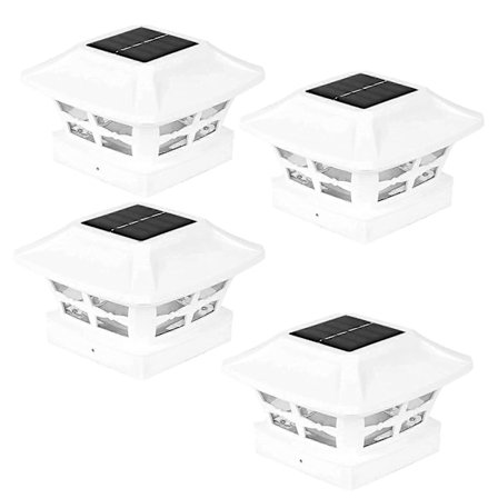 Solcelle stolpehat lys 2 belysnings modes LED dæk hegn hat lys til 4X4 træstolper have dekoration