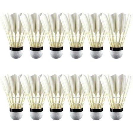 Badmintonballer, 12 stk, slitesterk, syntetiske fjær