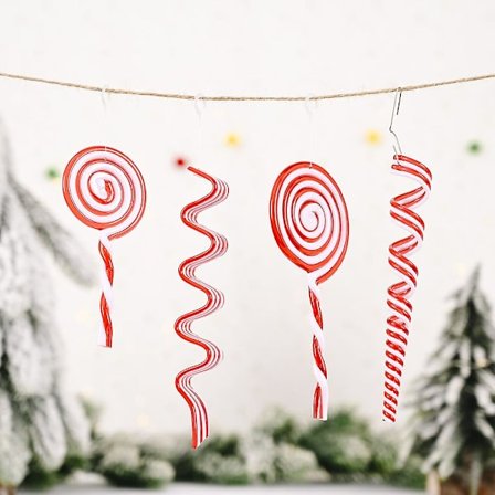 12 kpl Candy Cane Christmas Candy Cane Tree Koristeet 4 Tyylistä Joulu Lollipop Ornament Jouluriipus joulukuusen Joulukuusi