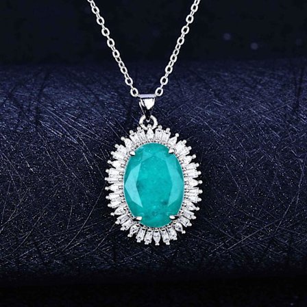 Retro Charms Paraiba Blå Oval Ring Halsband Set Smyckesset Lyx Utsökt Dam Smycken Weddi