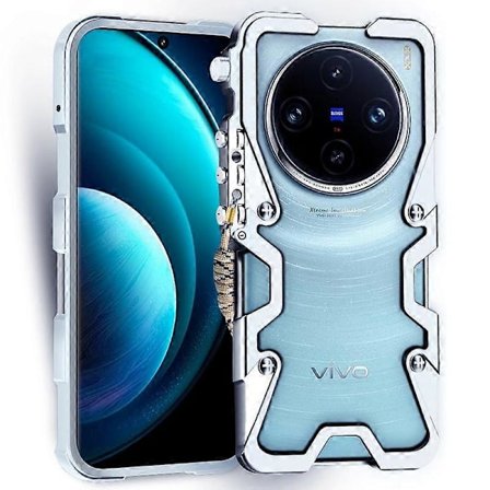 For vivo X100 Pro 5G Deksel Aluminium Legering Anti-fall Telefonskall med Stropp