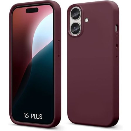 Bordeaux Punainen Silikonikuori iPhone 16 Plus -puhelimelle, Liukueste[JUN]