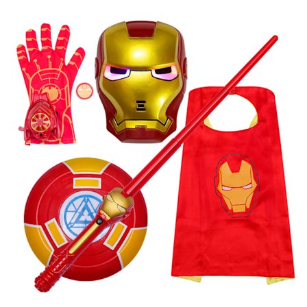 Cosplay Superhjälte Kappor Luminous Röst Leksak Handske Mask