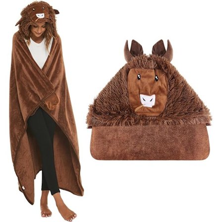 Gaver Brukbar Hettepledd for Kvinner Myk Varm Fluffy Highland Ku Hettepledd 150 * 130 cm