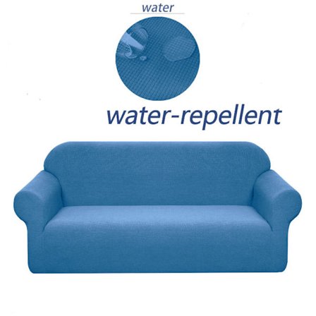 Dammblå; Vattentät tvåsitssoffa (145-185cm); Vattentätt elastiskt sofföverdrag med majskorn, heltäckande, enfärgat, minimalistisk schäslong för hemmet