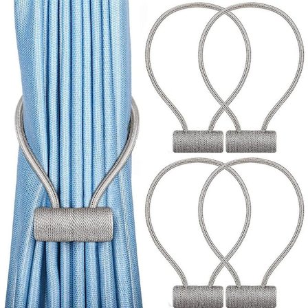 Gardinbånd. 4 Magnetiske Gardinklips. 40 cm Gardinholder