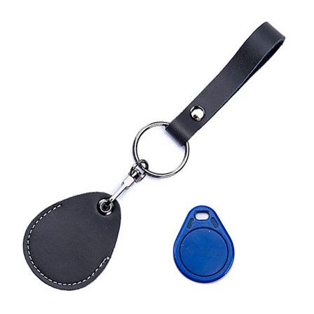 Nyckelring med läderband och tag-ficka - Flera färger