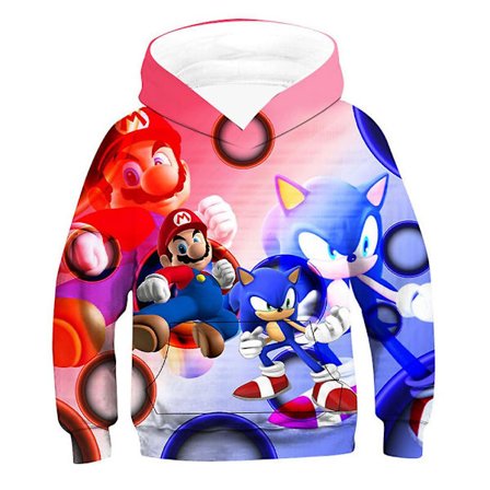 Super Mario Tryck Barn Huvtröja Sweatshirts Långärmad Huvtröja Pullover Sporttoppar