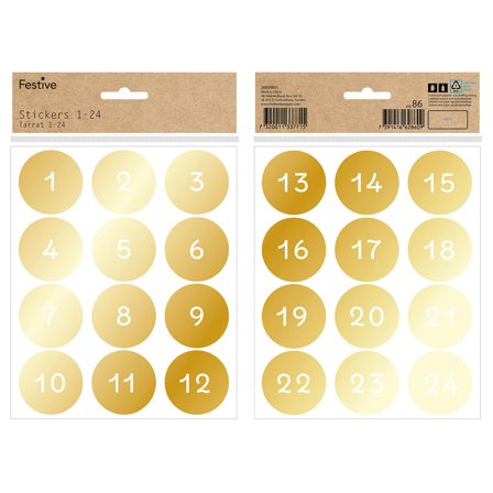 Klistermærker med Tallene 1-24
