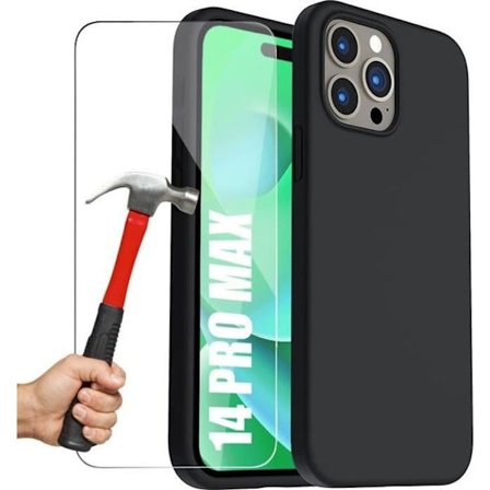 Silicondesignskydd för iPhone 14 Pro Max - Antiglidande - Ultra flexibel - 2 Härdat glas