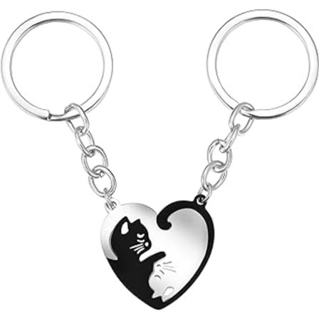 Par Nøglering, Kat Hjerteformet Elskere Nøglering Jubilæumsgave