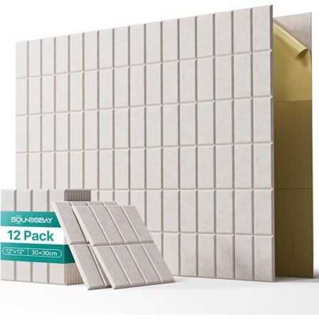 12-pak Selvklæbende Akustikpaneler, Lydisolerende Vægpaneler til Væg, Loft, Kontor 30x30cm_TF_TF