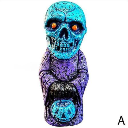 Midnattsritual Skull Owl Halloween Dekoration Blå 1 Styck