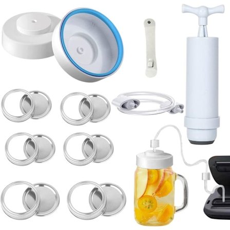 Vakuumkrukkeforsegler Krukkeforsegler med slangetilbehør og manuel vakuumpumpe Mason Jars Vakuumforsegler Madopbevaring KLB