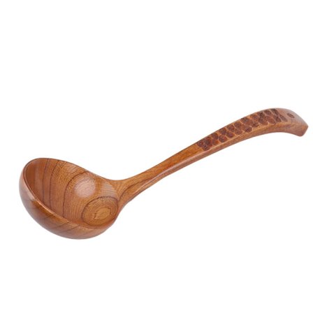 Japansk Lång Böjd Handtag Sked Stor Rund Trä Matlagningssked Kök Köksredskap Typ 2 (FMY)