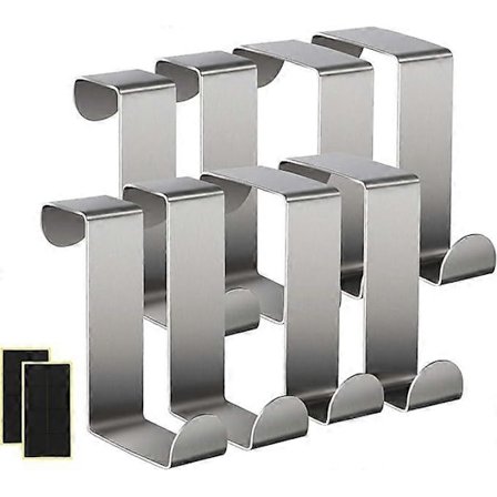 8 Rustfrie dørkroker Z-form vendbare kroker + beskyttelsesfilm av riveplast, for standarddør, skuff, skap, kjøkkenskap [DB]