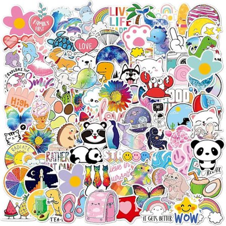 Vesipullotarrat 100 KPL Esteettisiä tarroja lapsille teini-ikäisille aikuisille Vinyyli Vedenpitävä Värillinen Söpöjä tarroja kannettavalle 