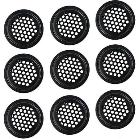10 st Rostfria Stål Ventiler, Cirkulärt Nät, Svart Cirkulärt Ventilationsgaller, Gallerskydd, Ventilationsgaller Skydd Ventilation av Skåp, Garderober