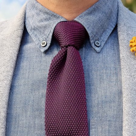 Purple Knitted Tie for Men - Skinny ties