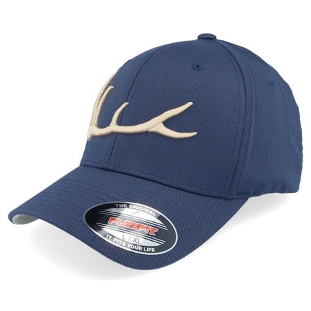 Hunter - Blå flexfit Keps - Elk Antler 3d Navy Flexfit @ Hatstore
