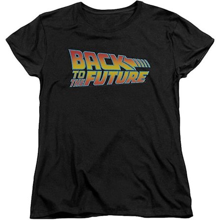 Tillbaka till framtiden 80-talet Michael J Fox Scifi Comedy Movie Logo T-shirt för kvinnor
