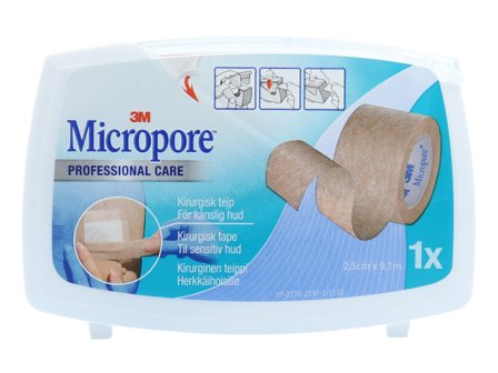 3M Micropore Brun Tape 2,5 cm x 9,14 m, 1 stk.