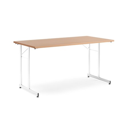 Konferenztisch CLAIRE, klappbar, 1400 x 700 mm, Laminat Buche/Chrom